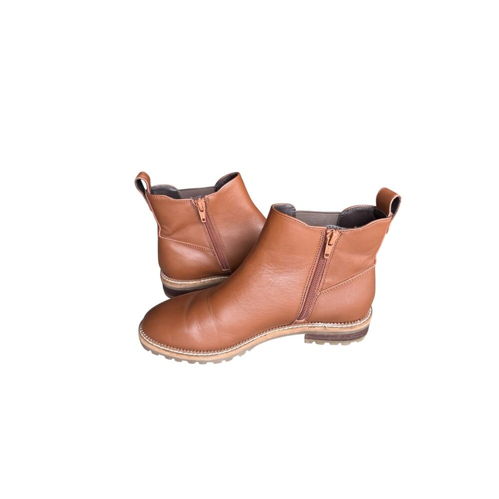 Lands’ End Women’s Cognac Brown Leather Chelsea Ankle Boots Size 7 - Picture 6 of 12